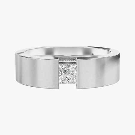 Single Diamond Princess-Cut Men's Wedding Ring